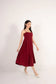 Euylia Pleated Midi Dress in Burgundy