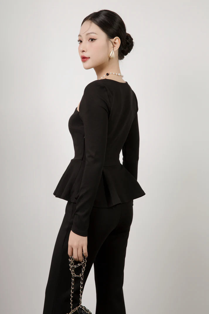 Elizabeth Peplum Top in Black