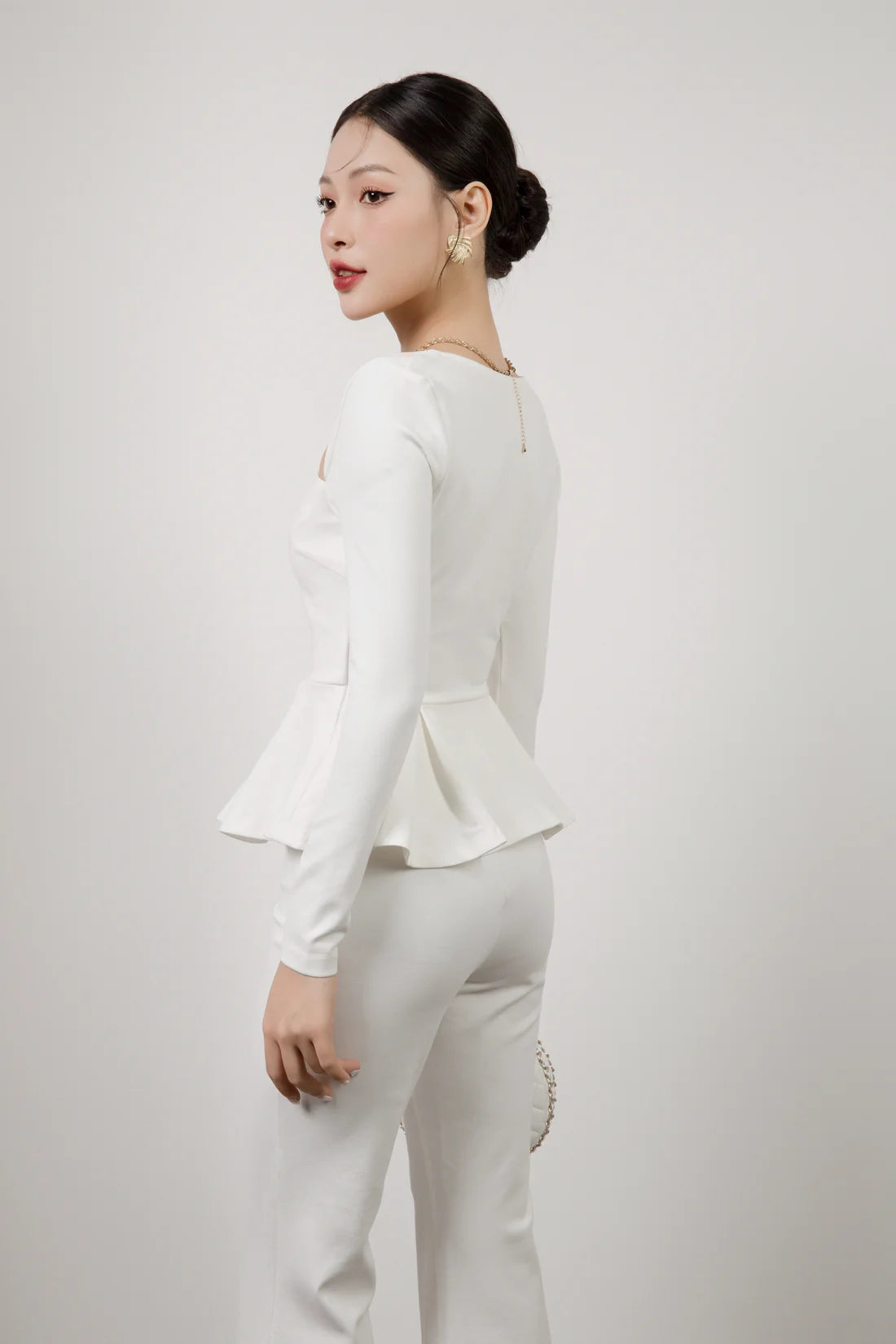 Elizabeth Peplum Top in White